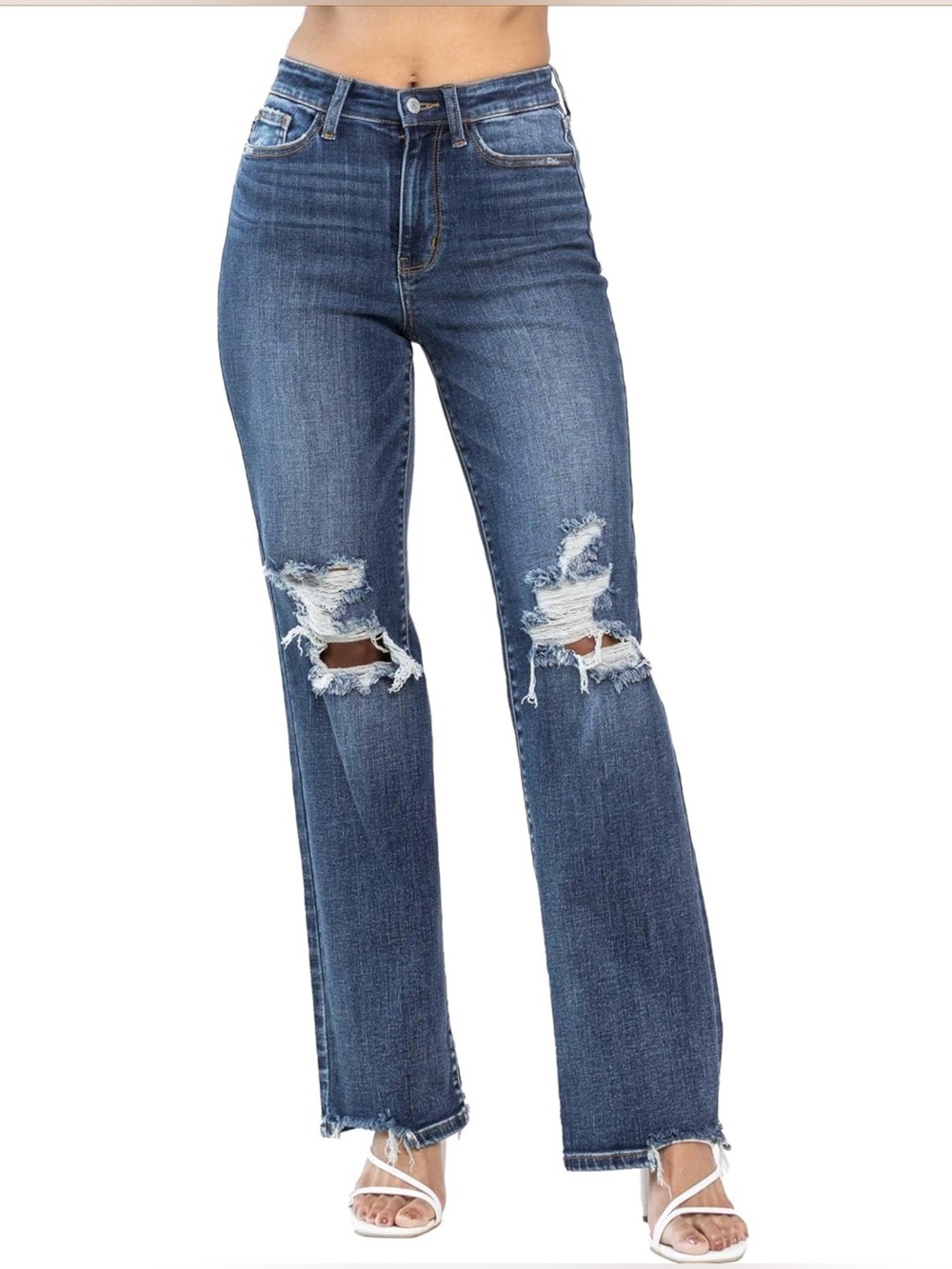 Judy Blue Women's High-Rise 90's Straight Leg Ripped Jeans Size 15/32 NWT - Picture 2 of 16